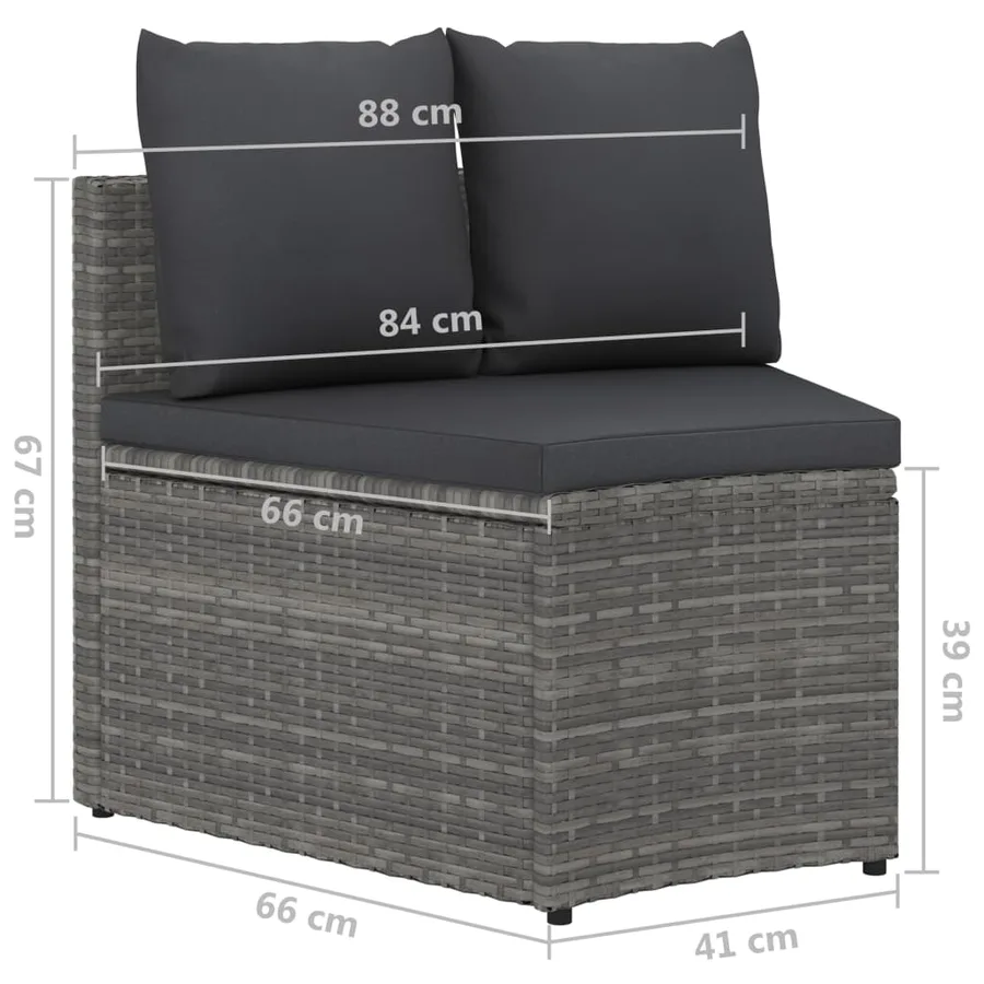 Salon de jardin 8 pcs avec coussins Résine tressée Gris - 8