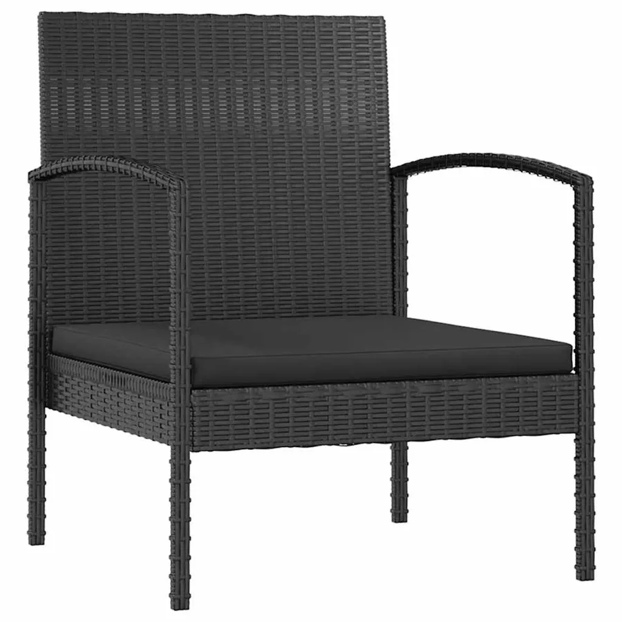 Salon de jardin 16 pcs avec coussins Résine tressée Noir - 6