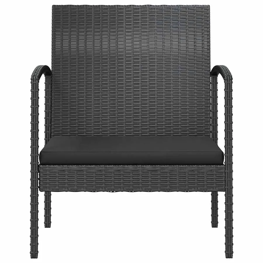 Salon de jardin 16 pcs avec coussins Résine tressée Noir - 7