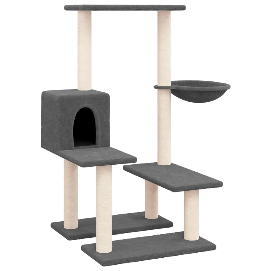 Arbre à chat avec griffoirs en sisal Gris foncé 94,5 cm - 2