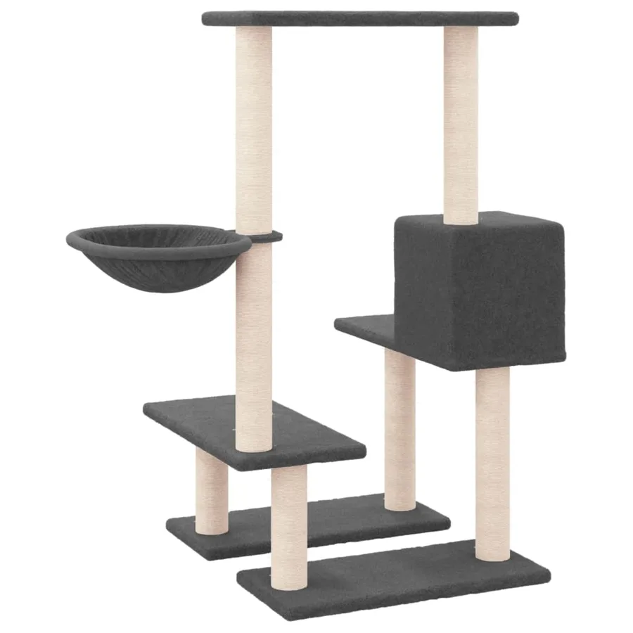 Arbre à chat avec griffoirs en sisal Gris foncé 94,5 cm - 5