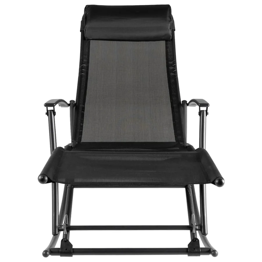 Chaise à bascule de jardin Acier et textilène Noir - 2