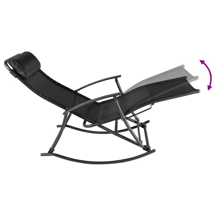 Chaise à bascule de jardin Acier et textilène Noir - 4