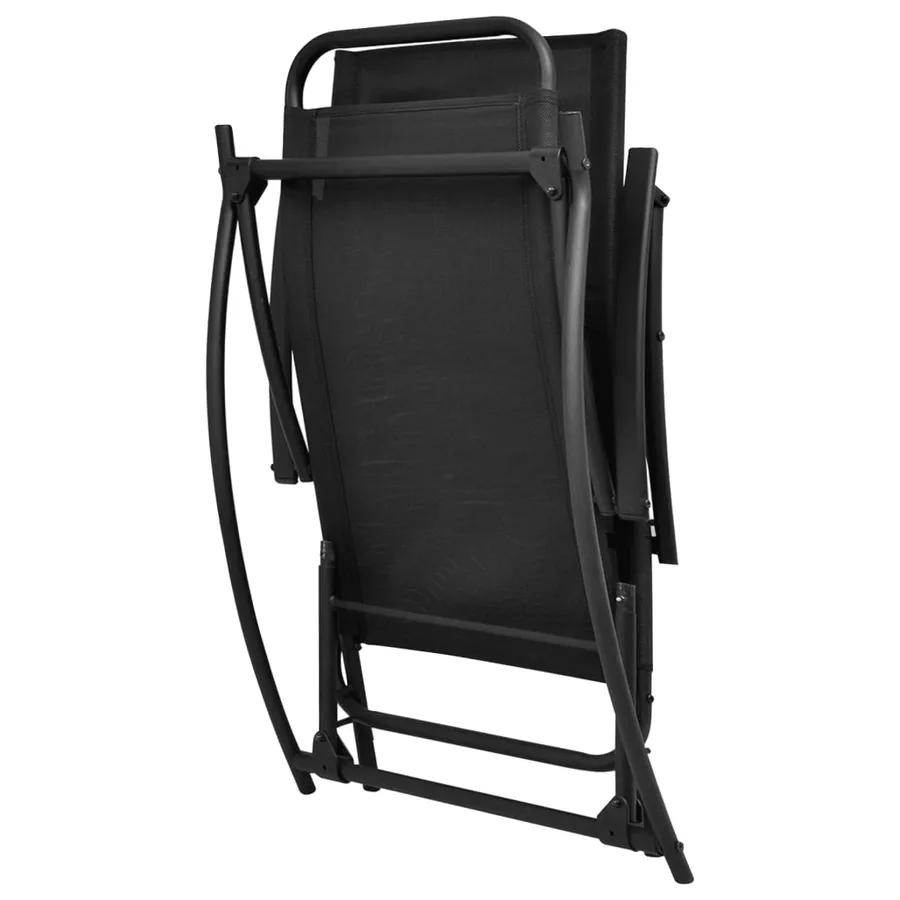 Chaise à bascule de jardin Acier et textilène Noir - 5