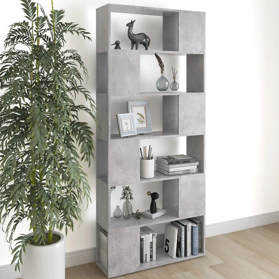 Bibliothèque/Séparateur de pièce Gris béton Bois d'ingénierie