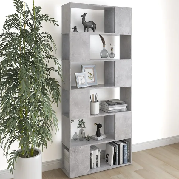 Bibliothèque/Séparateur de pièce Gris béton Bois d'ingénierie