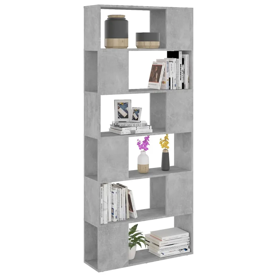 Bibliothèque/Séparateur de pièce Gris béton Bois d'ingénierie - 5