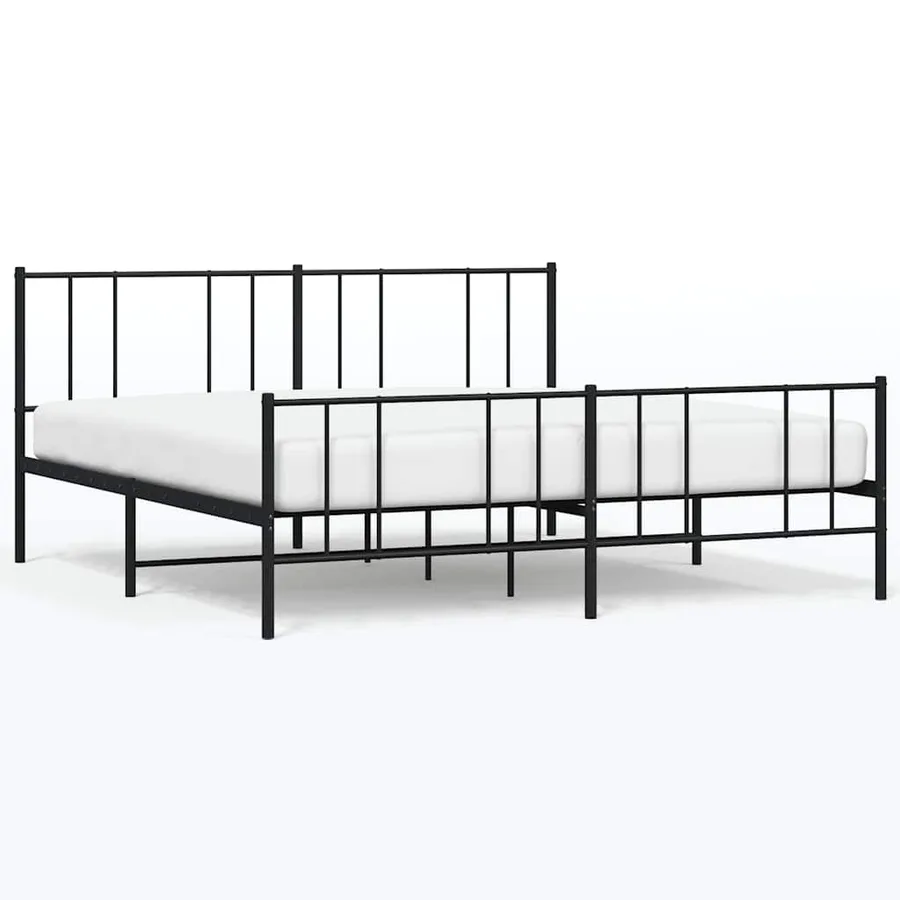 Cadre de lit métal sans matelas avec pied de lit noir 183x213cm - 2