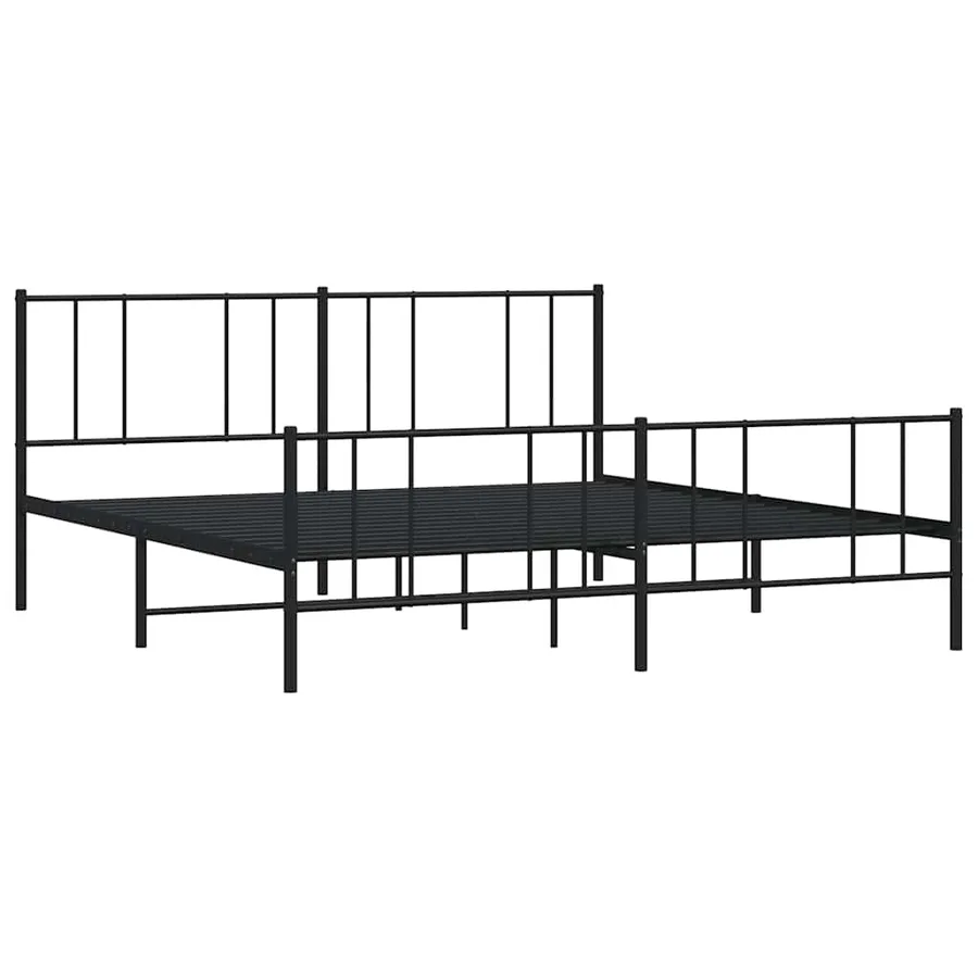 Cadre de lit métal sans matelas avec pied de lit noir 183x213cm - 4