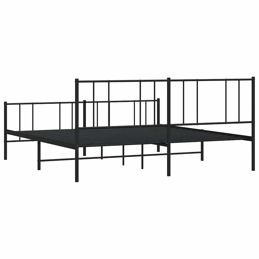 Cadre de lit métal sans matelas avec pied de lit noir 183x213cm - 7
