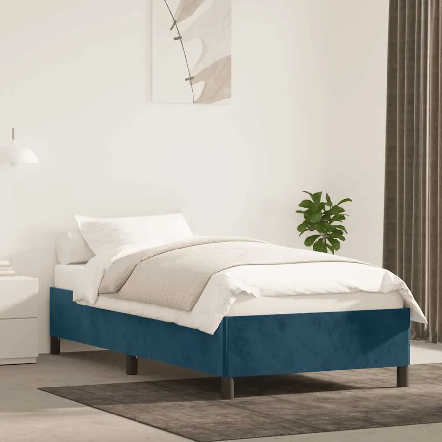 Cadre de lit sans matelas bleu foncé 80x200 cm velours