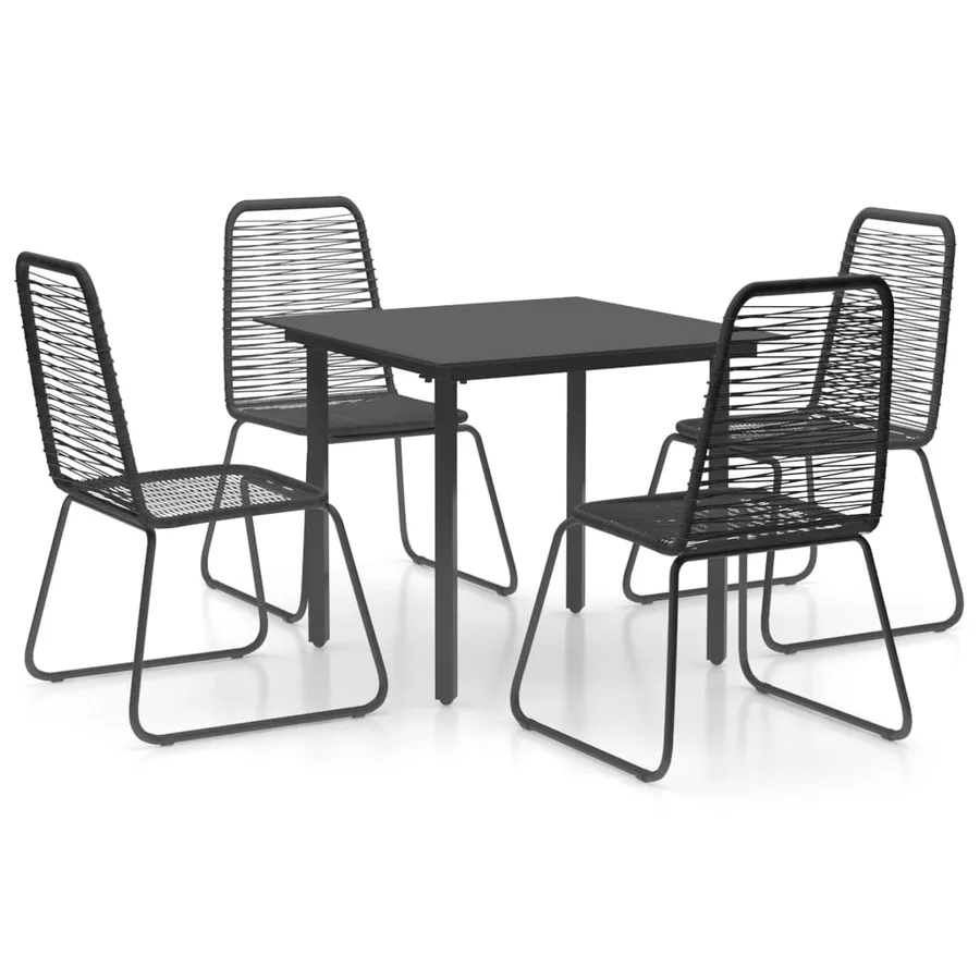 Ensemble à manger de jardin 5 pcs PVC résine tressée noir - 2