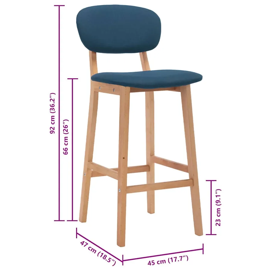 Tabourets de bar lot de 2 bleu tissu - 8