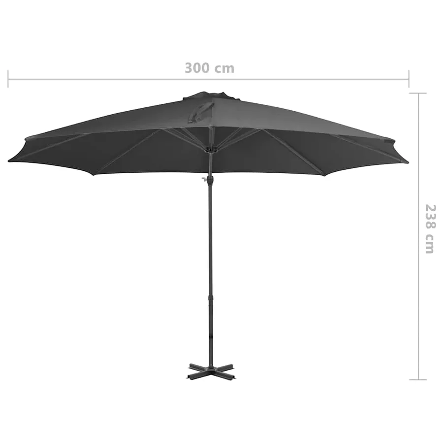 Parasol de jardin en porte-à-faux et poteau en aluminium - 8