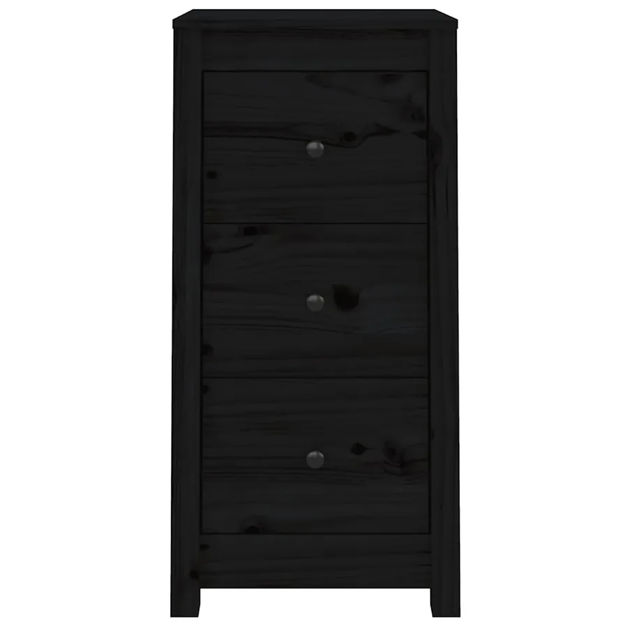 Buffets 2 pcs noir 40x35x80 cm bois massif de pin - 4