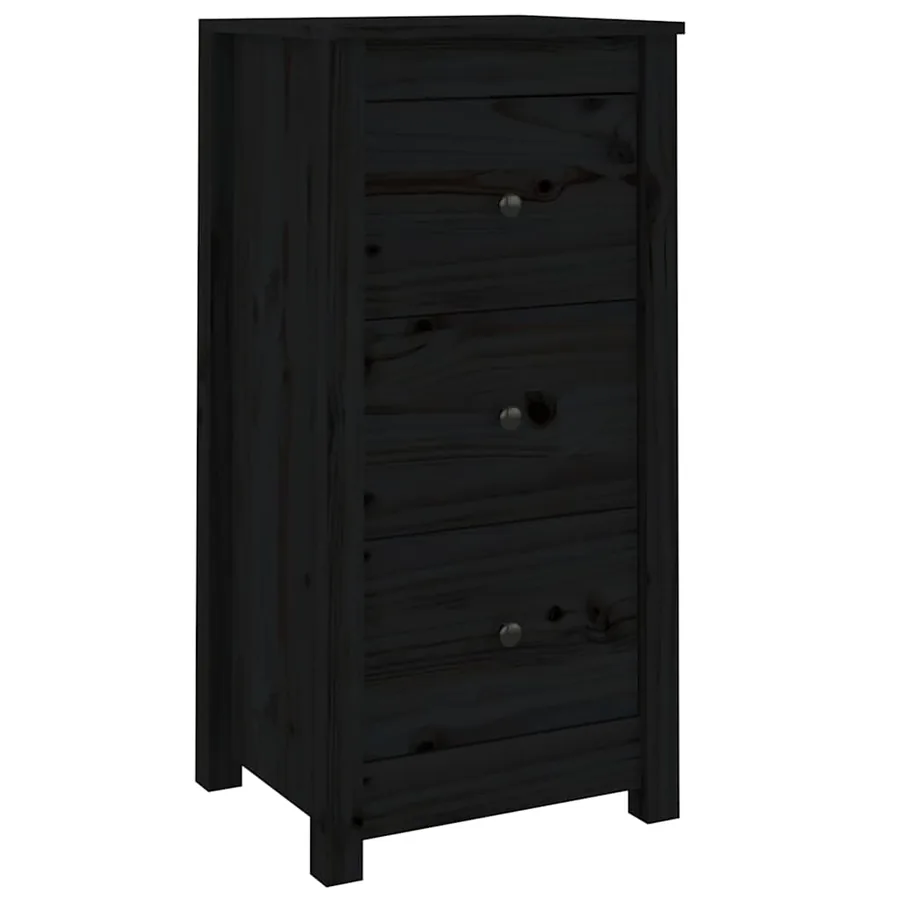 Buffets 2 pcs noir 40x35x80 cm bois massif de pin - 5