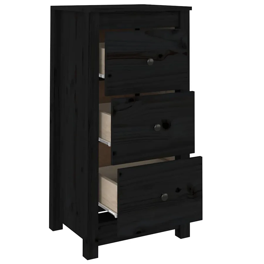 Buffets 2 pcs noir 40x35x80 cm bois massif de pin - 6