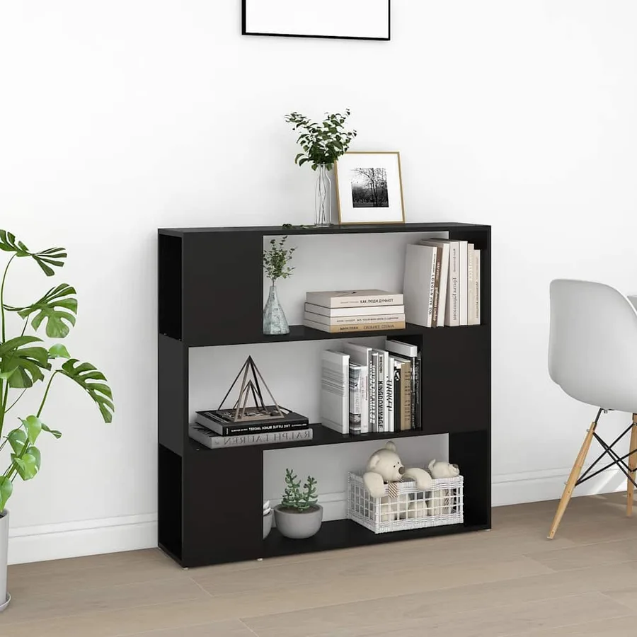 Bibliothèque/Séparateur de pièce Noir 100x24x94 cm - 3