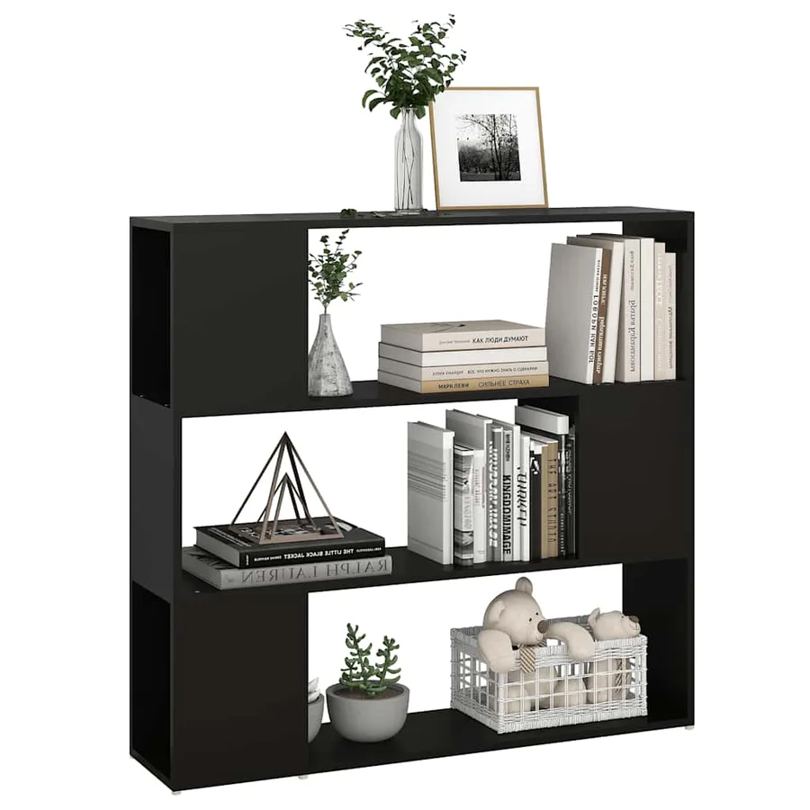 Bibliothèque/Séparateur de pièce Noir 100x24x94 cm - 4