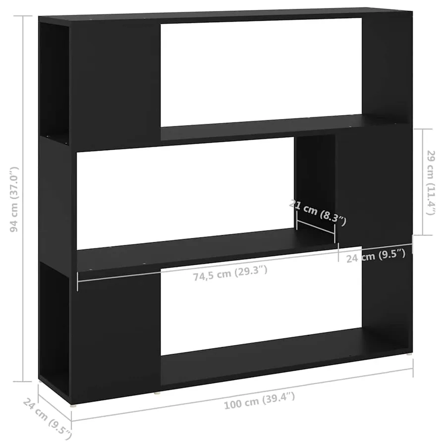 Bibliothèque/Séparateur de pièce Noir 100x24x94 cm - 7