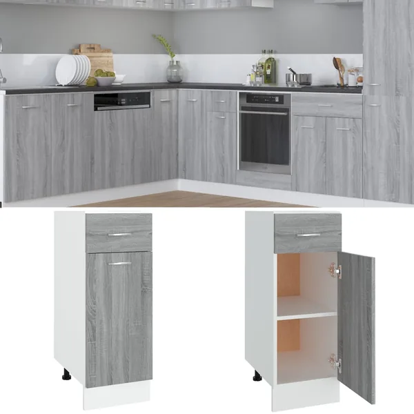 Armoire à tiroirs inférieure "Lyon" Gris Sonoma 30 x 46 x 81,5 cm Bois d'ingénierie