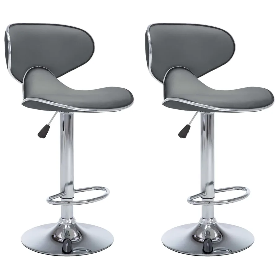 Tabourets de bar lot de 2 gris similicuir - 2