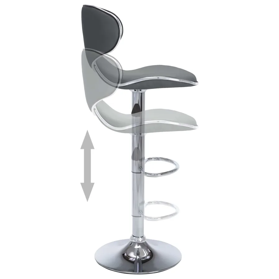 Tabourets de bar lot de 2 gris similicuir - 5