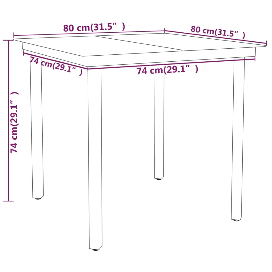 Ensemble à manger de jardin 5 pcs Noir - 7