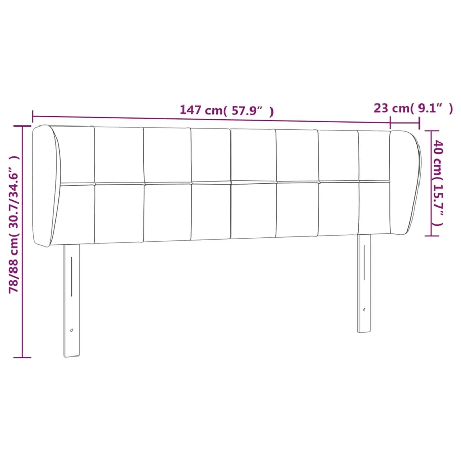 Tête de lit avec oreilles Noir 147x23x78/88 cm Tissu - 9
