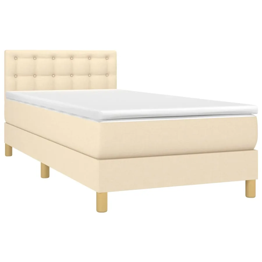 Sommier à lattes de lit avec matelas LED Crème 90x190 cm Tissu - 3
