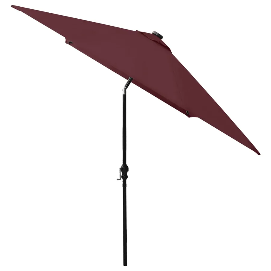 Parasol de jardin avec LED et mât en acier rouge bordeaux 2x3 m - 5