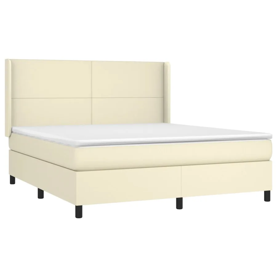 Sommier à lattes de lit matelas LED Crème 180x200 cm Similicuir - 4