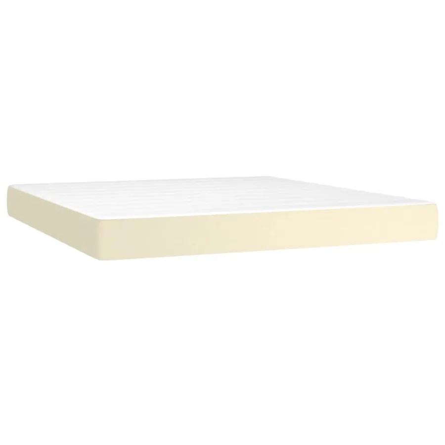 Sommier à lattes de lit matelas LED Crème 180x200 cm Similicuir - 6