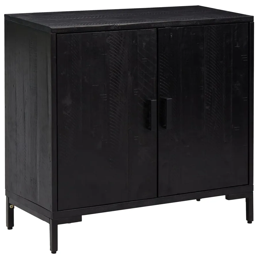 Buffet Noir 75x35x70 cm Bois de pin massif - 2