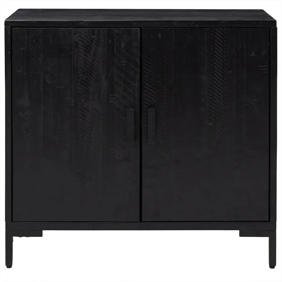 Buffet Noir 75x35x70 cm Bois de pin massif - 3