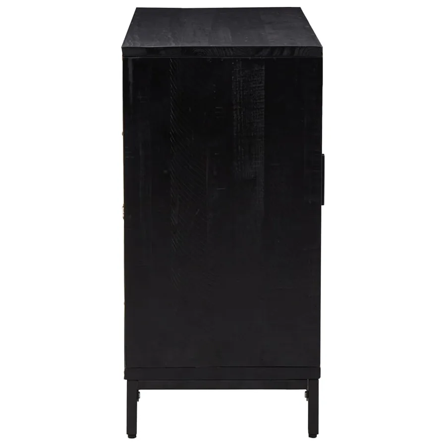 Buffet Noir 75x35x70 cm Bois de pin massif - 5