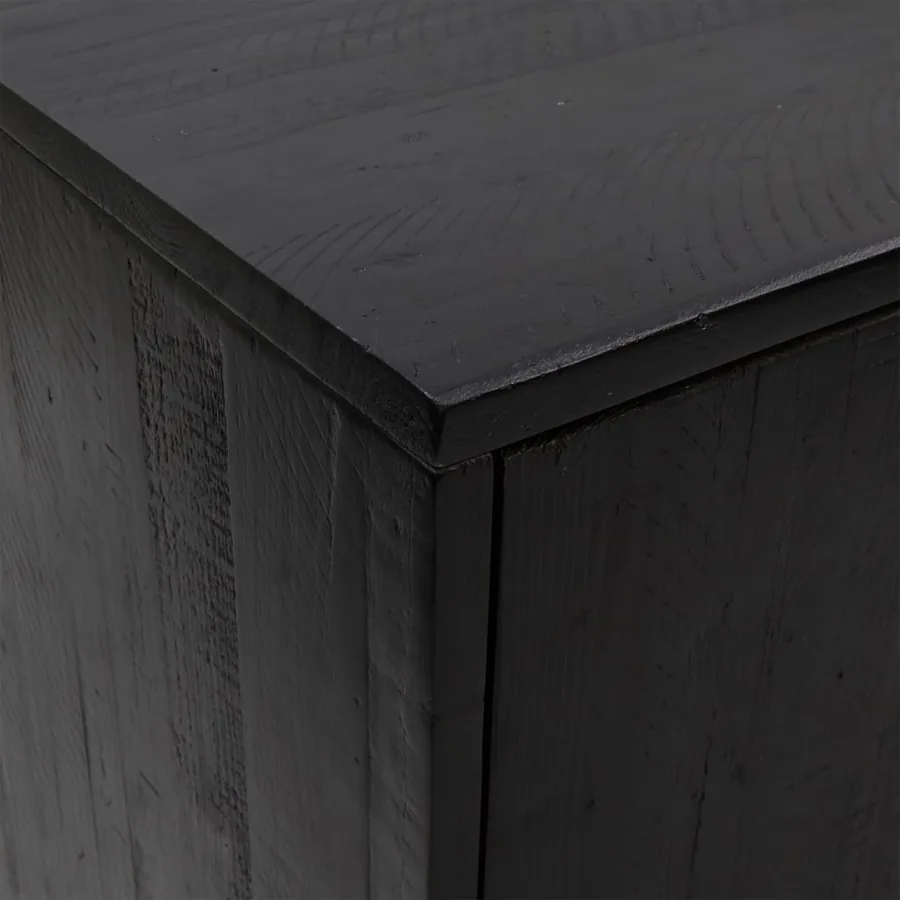 Buffet Noir 75x35x70 cm Bois de pin massif - 6
