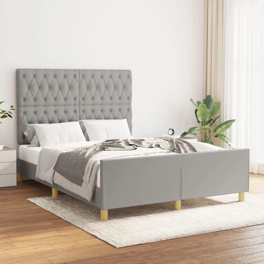 Cadre de lit sans matelas gris clair 140x200 cm tissu