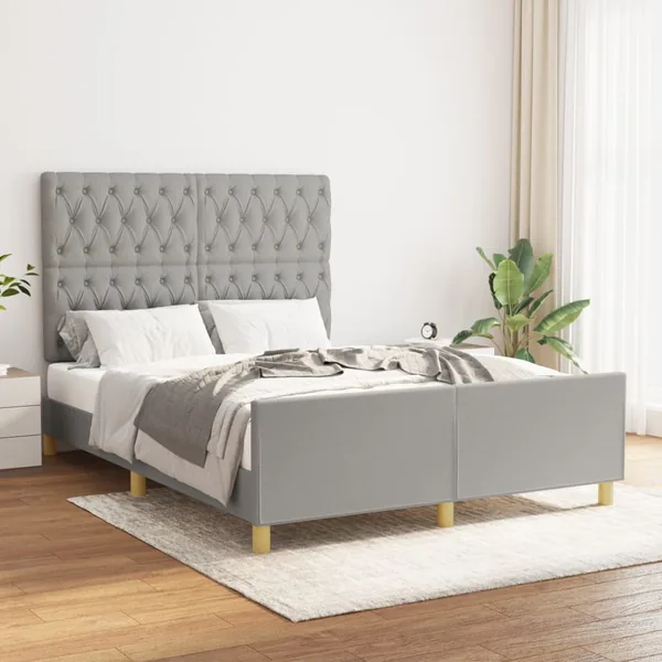 Cadre de lit sans matelas gris clair 140x200 cm tissu