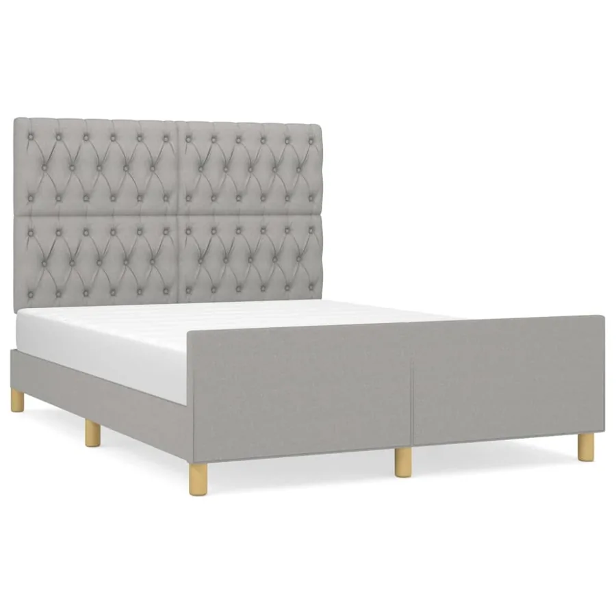 Cadre de lit sans matelas gris clair 140x200 cm tissu - 2