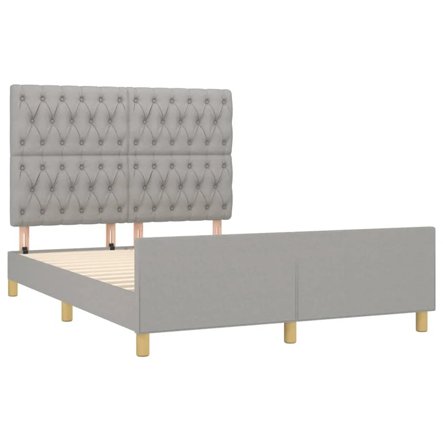 Cadre de lit sans matelas gris clair 140x200 cm tissu - 4
