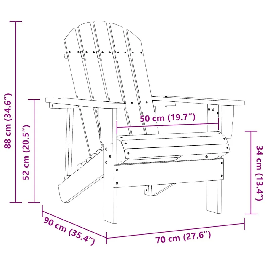 Chaise de jardin Adirondack Bois de sapin massif Rose - 6