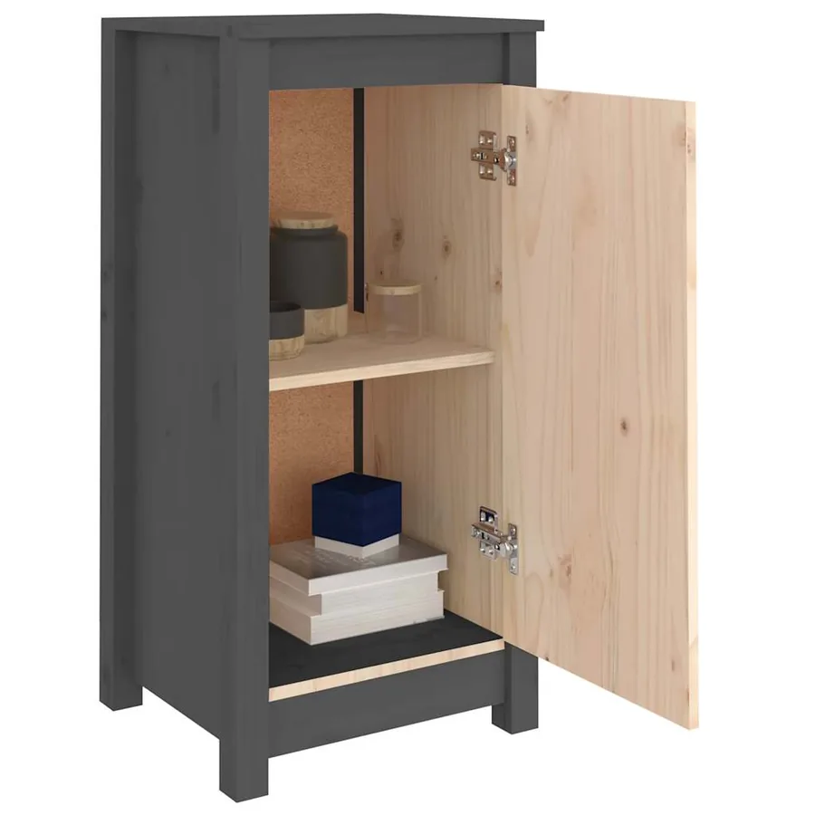 Buffets 2 pcs gris 39x35x80 cm bois massif de pin - 3