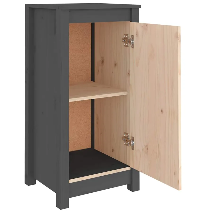 Buffets 2 pcs gris 39x35x80 cm bois massif de pin - 4