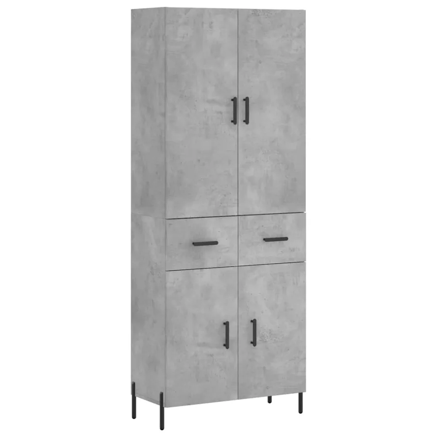 Buffet haut Gris béton 69,5x34x180 cm Bois d'ingénierie - 2