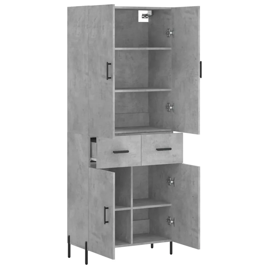Buffet haut Gris béton 69,5x34x180 cm Bois d'ingénierie - 4
