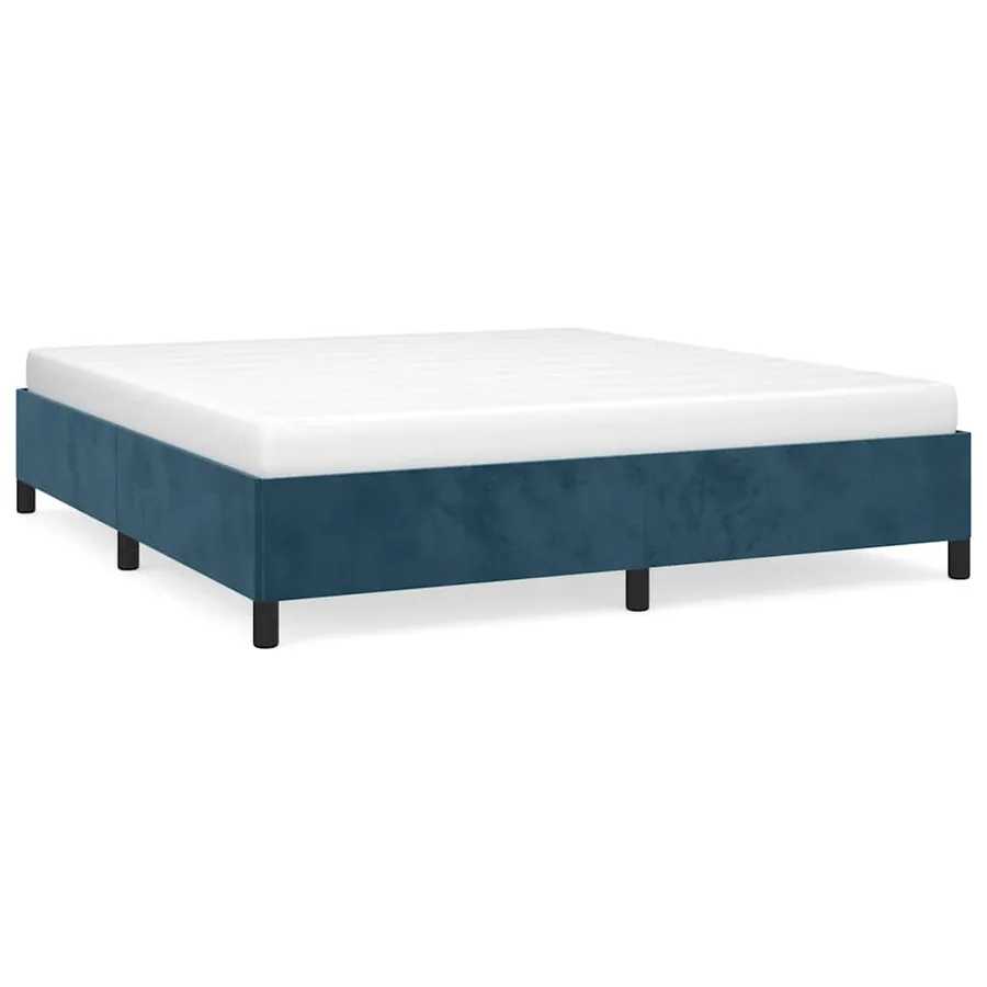 Cadre de lit sans matelas bleu foncé 160x200 cm velours - 2