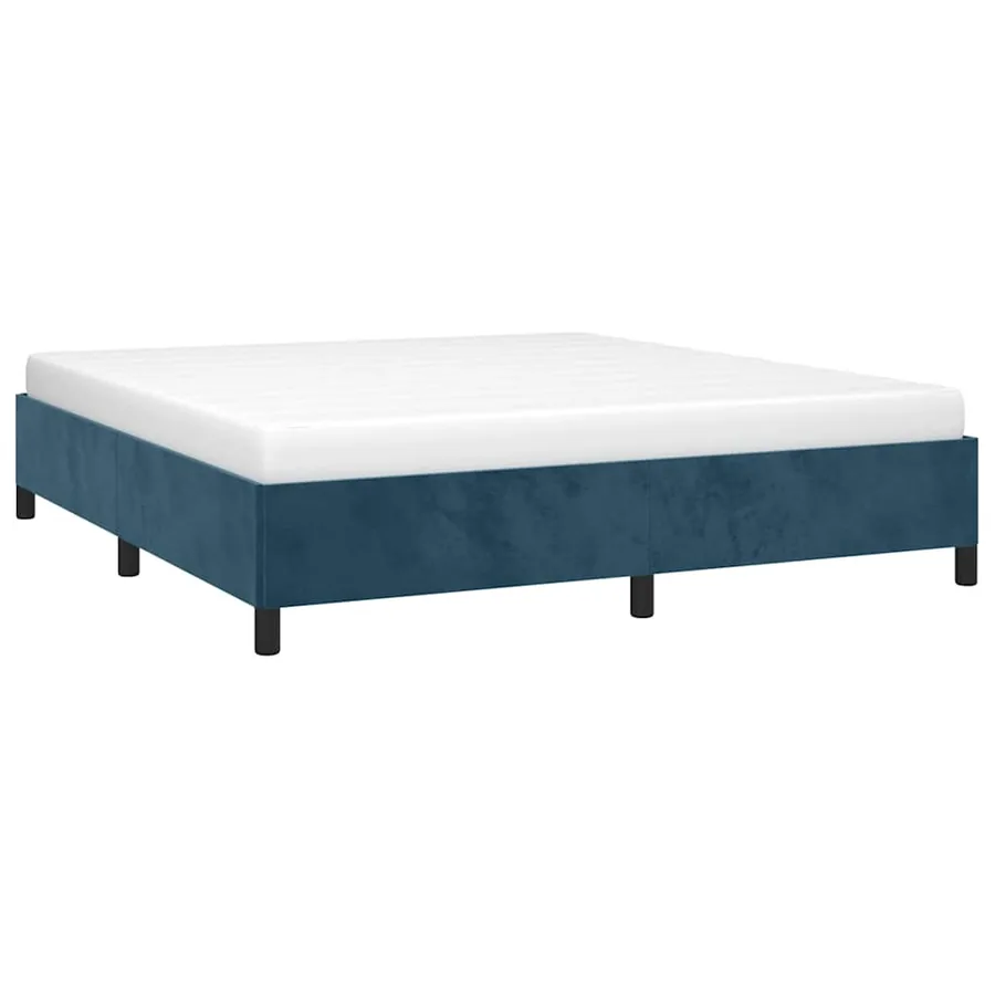 Cadre de lit sans matelas bleu foncé 160x200 cm velours - 3