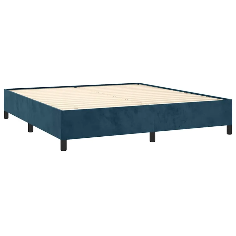 Cadre de lit sans matelas bleu foncé 160x200 cm velours - 4