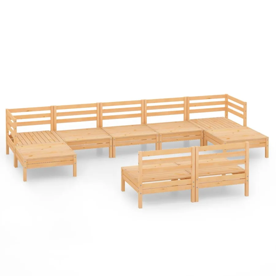 Salon de jardin 9 pcs Bois de pin massif - 2